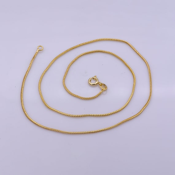 Gold Wheat Chain Necklace 17.7 Inch 1.2mm Thickness Delicate Gold Chain  Jewelry Making Ready to Wear Chain for Woman,wa-375 