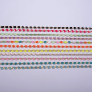 Dainty multi color enamel  rolo cable paperclip chain by yard, link cable thick elongate chain, wholesale bulk roll chain jewelry 604-608