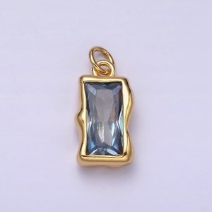 14K Gold Filled 20mm Birthstone CZ Baguette Charm Personalized Birth Month Add on Charm AC1506 AC1516 Light Blue