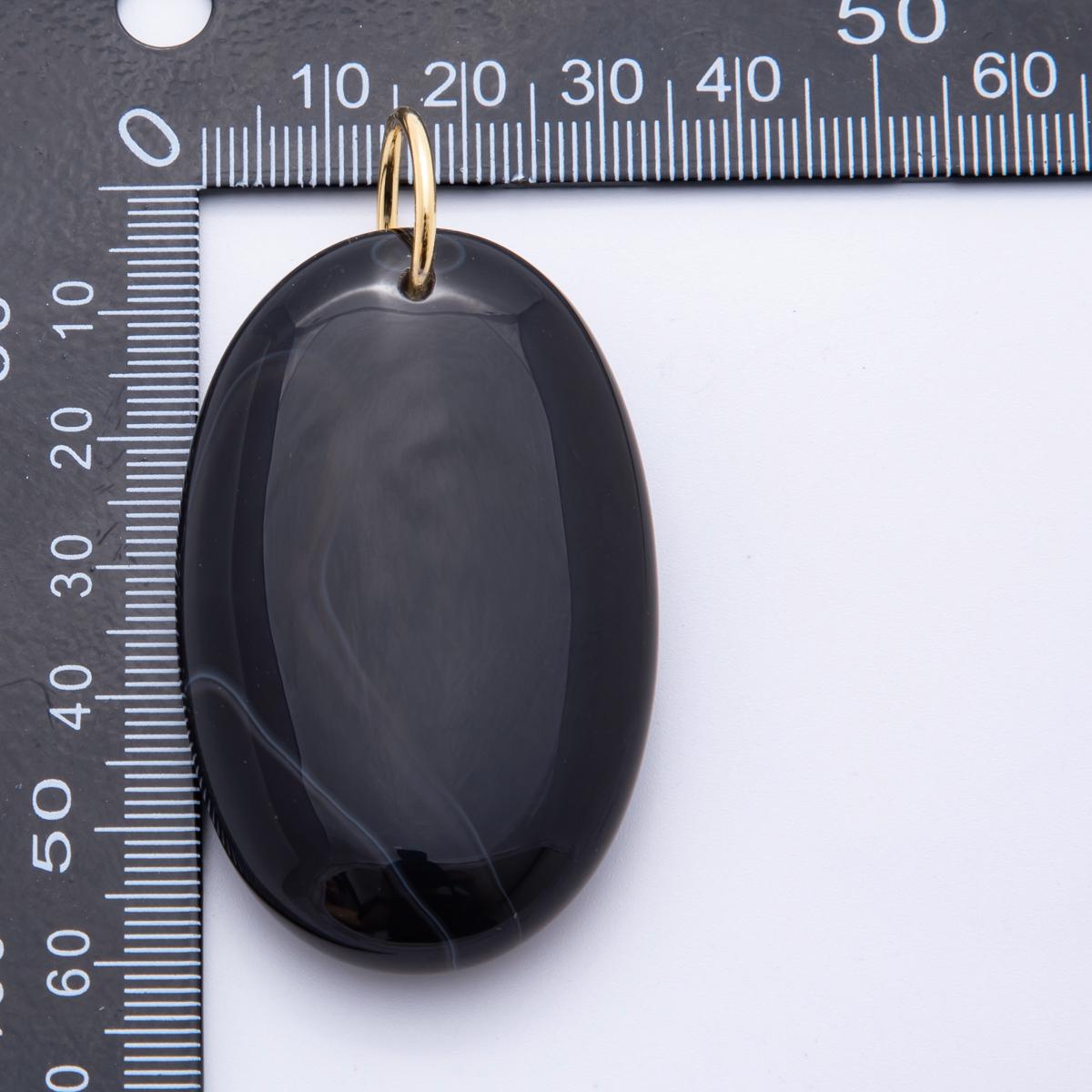 大きな黒瑪瑙ペンダント 天然オーバルストーンビーズ ブラックジェムストーンパーツ 63.8x34.2mm コードネックレス用 ジュエリーサプライ  E-521 - Etsy 日本