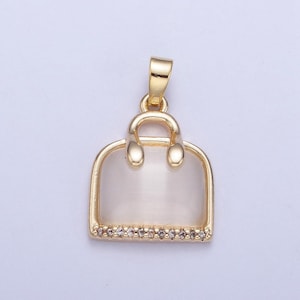 14k vergulde sierlijke portemonnee tas koffer tijgeroog micro pave cz hanger voor armband ketting component | x-467