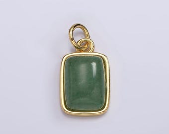 Dainty natural green aventurine pendant with gold filled metal tag pendant semi precious gemstone jewelry green stone charm ag584