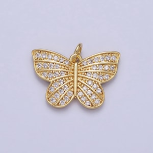 Dainty  Gold Mariposa Charm Butterfly Charm Micro Pave Cz Animal charm for Jewelry Making AC357