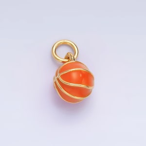 Mini Gold Enamel Basket Ball Charm 24k gold filled sports charm for bracelet necklace jewelry making supply | W435