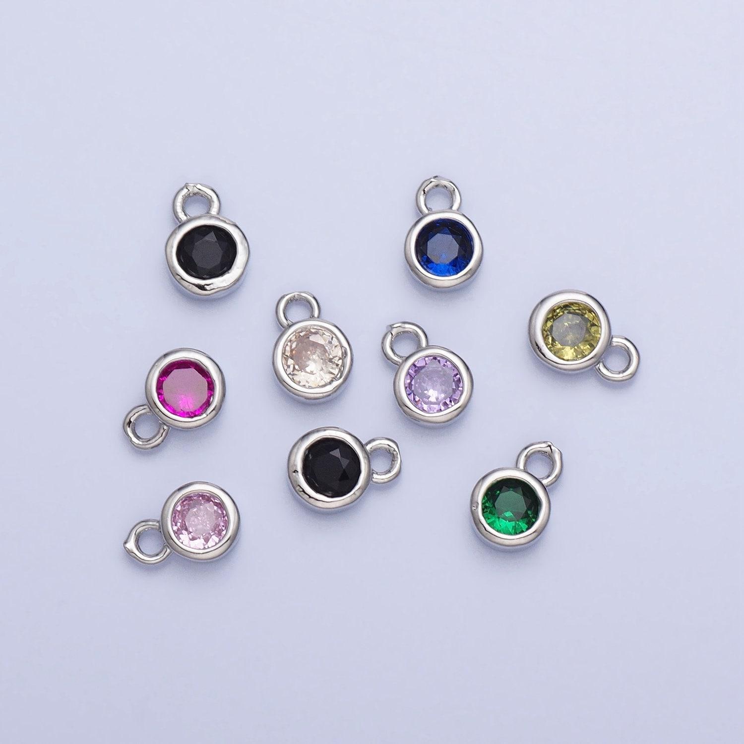4 mm mini zilver volledig briljant geslepen zirkonia bezel geslepen bedel hanger voor add-on bedel ac432 ac433 ac434 ac435