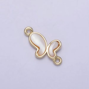 Mini Gold Dainty Pearl Butterfly Charm Connector 2 Link Charm Insect Spring Gold Filled Small Butterfly Charm Link Connector Y-874