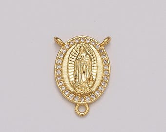 Onze-lieve-vrouw van guadalupe rozenkrans stijl klein middelpunt maagd maria medaille symbool gold filled kapelletje centrum of sieraden connector