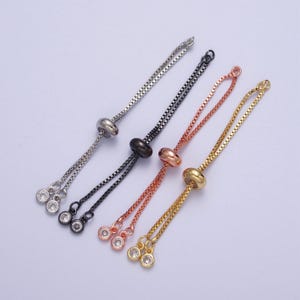 Short adjustable gold bracelet half semi finished with rubber stopper bolo bracelets tennis bracelet box chain wholesale k-124