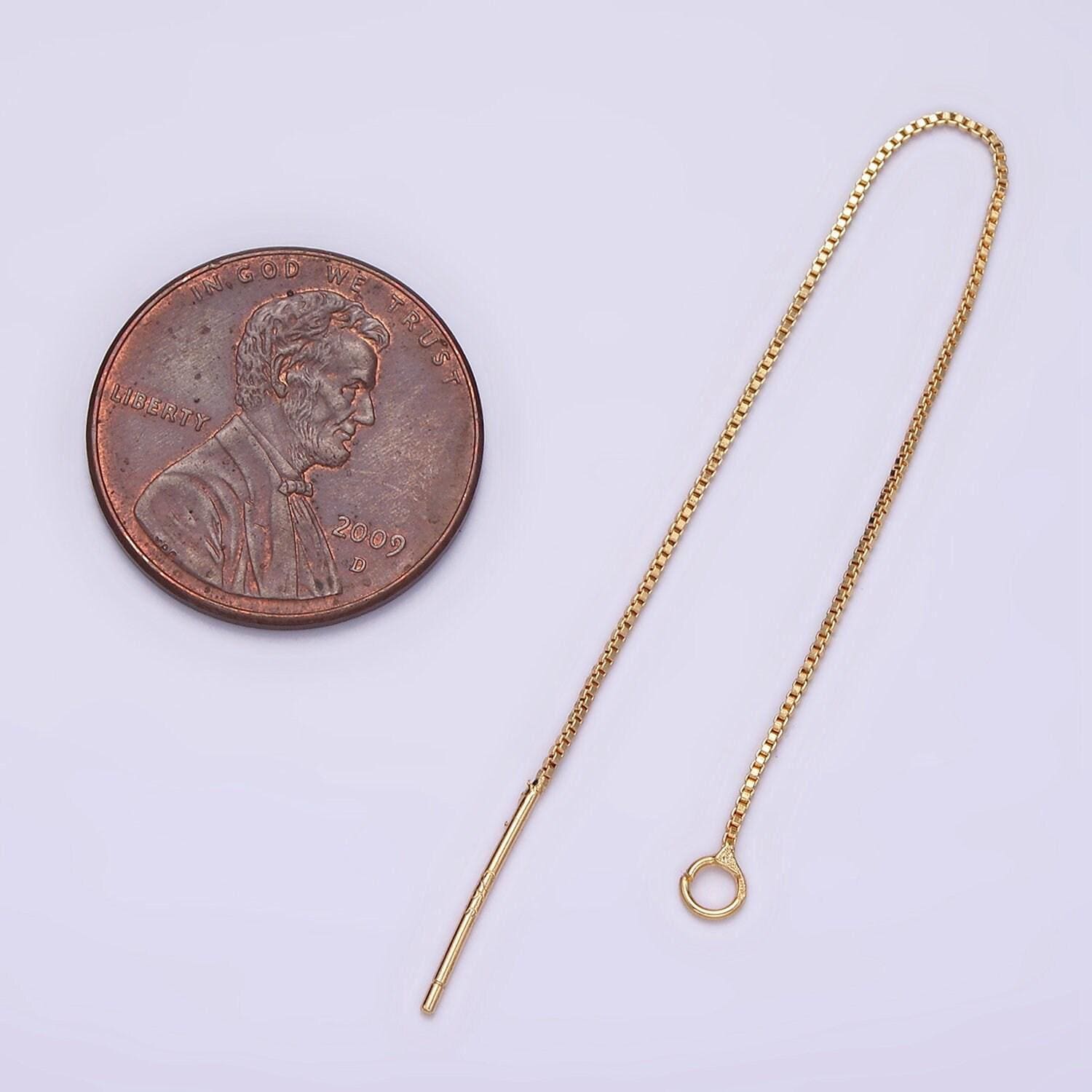 14k Gold Filled 90mm Box Chain Threader Earrings Jewelry Making ...