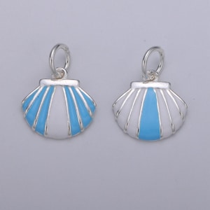 Colgante de collar de almeja de plata esterlina s925, colgante de concha de almeja de plata, colgante de concha de plata, joyería náutica inspirada en el mar