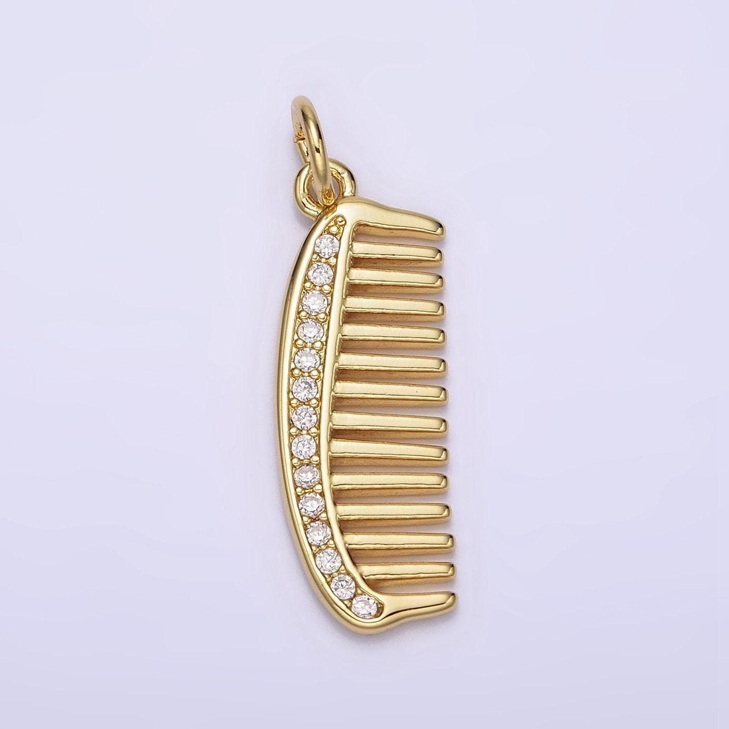 Micro Pave Hair Comb Charms, Hair Charms Gold Hair Brush