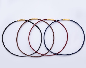 18K Gold gefüllt 4 mm Schwarz, Braun, Rot, Blau Herbst Kunstleder Schnur 19 Zoll Halskette Trendy Mode-Accessoire | WA-3853