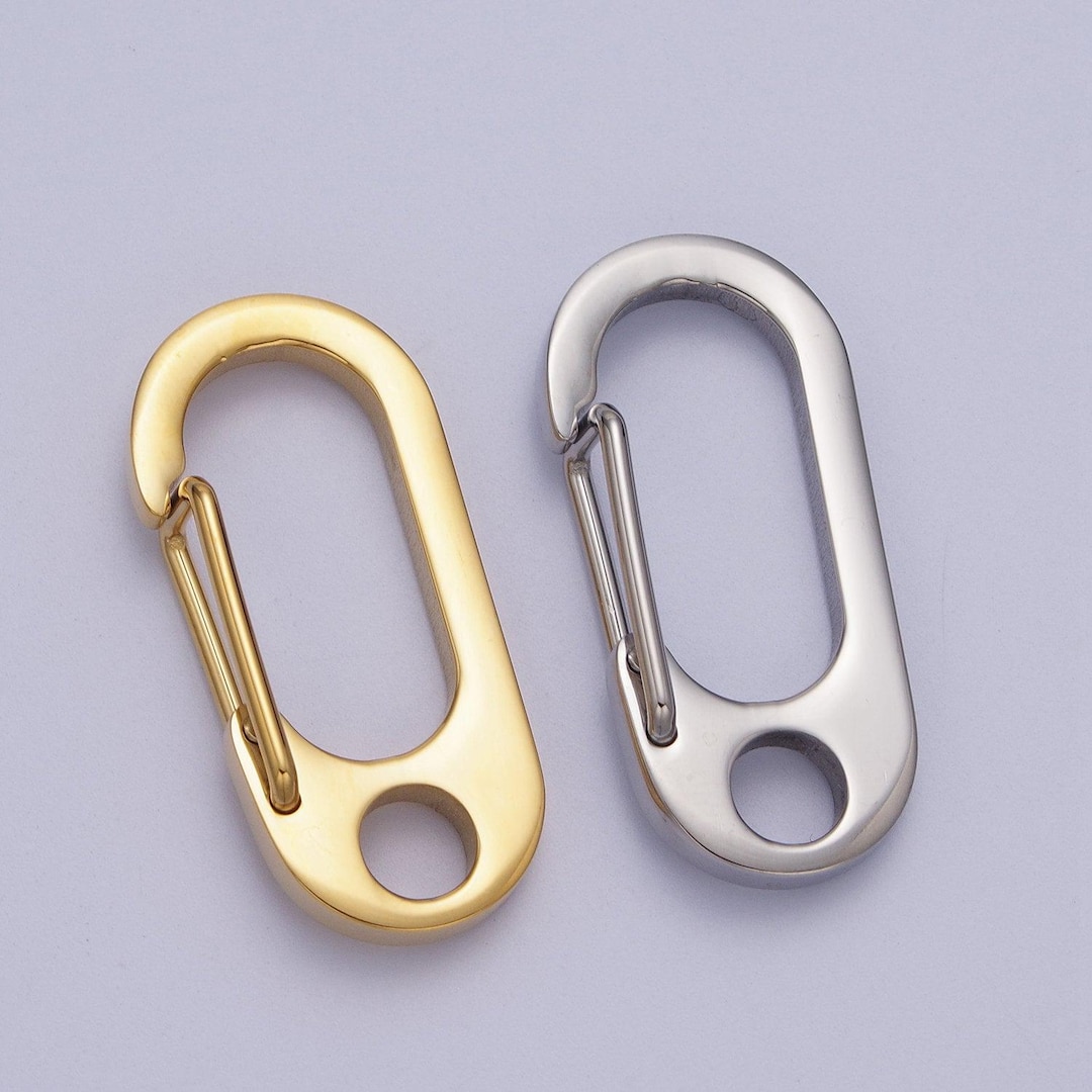 Oval Gold Push Keychain Clasps, Spring Clasp Stainless Steel Purse ...
