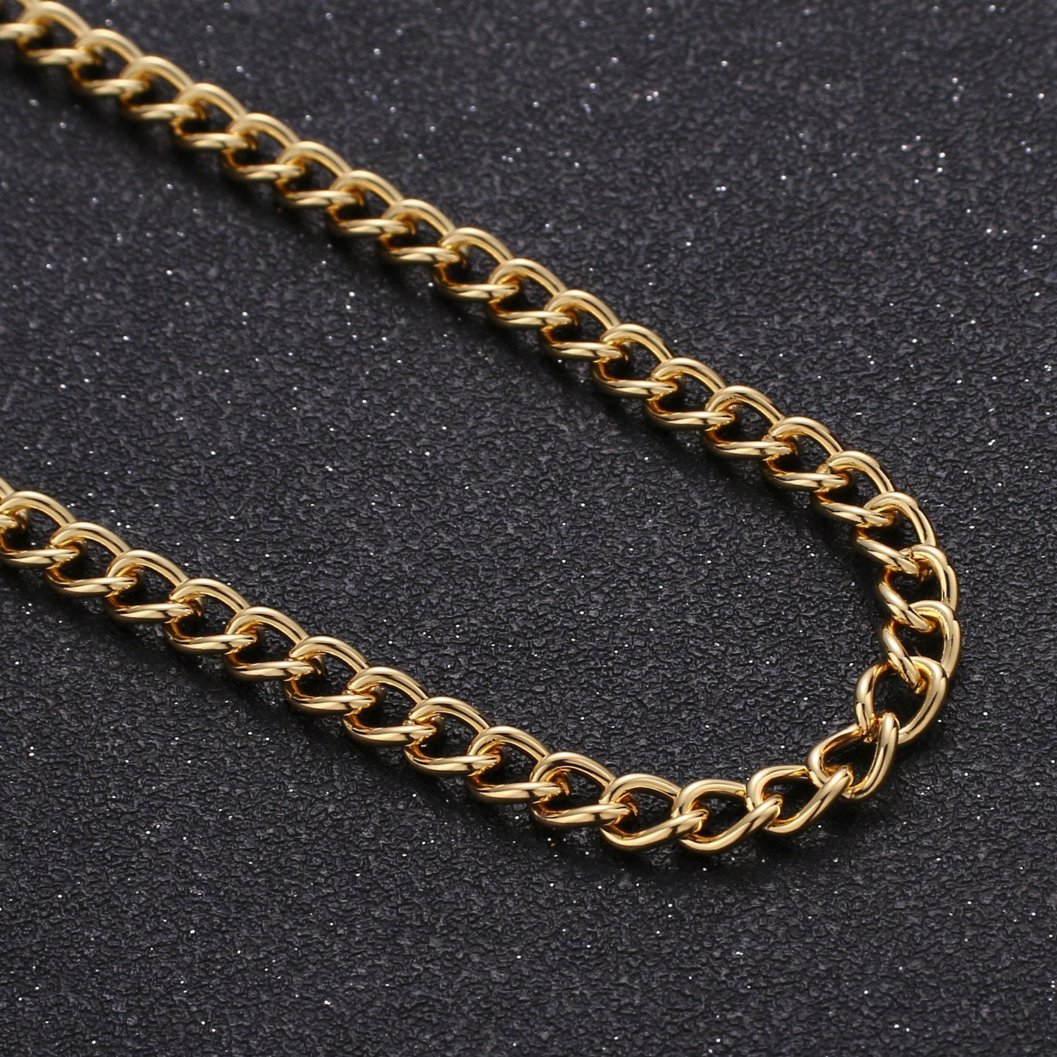 24K Gold 5.3mm Cuban Curb Chain by Yard 