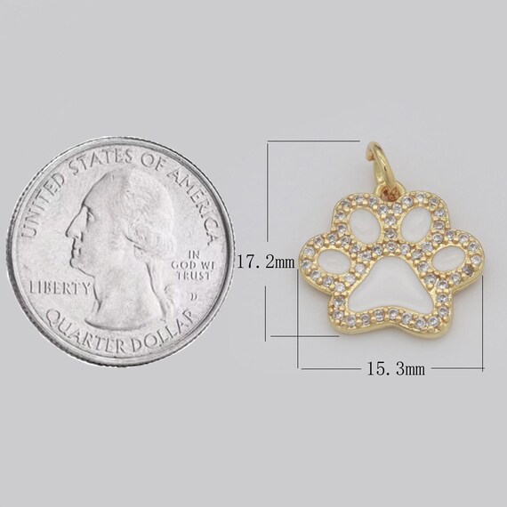 Ciondolo Zampa Di Cane In Argento 925 Con Smalto Rosa E Zirconia - Per Bracciale Charm - Regalo Per Amanti Animali - 3