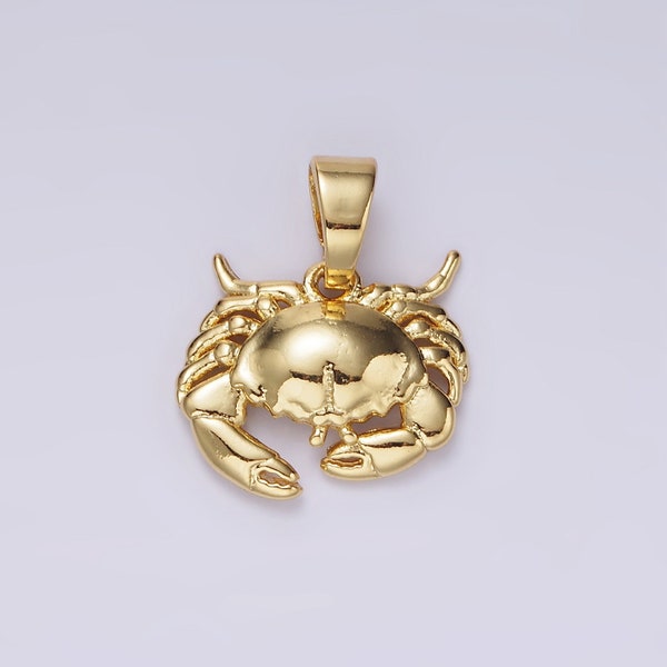 Dainty Gold Crab Charm, King Crab Bracelet Charm, Dainty Necklace Charm, Tiny Earring Charm, Ocean Underwater animal AH042