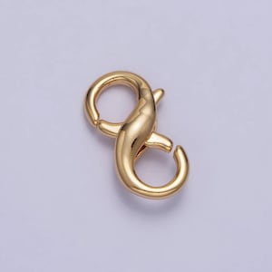 Dainty gold double opening infinity figure 8 clasp for jewelry making easy connectors, spring hook lobster clasp end clasps z091
