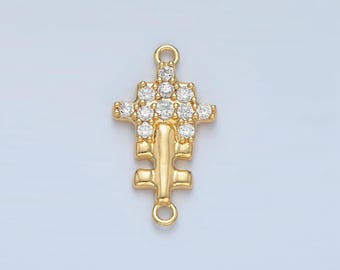 Miniaturowy złoty łącznik z cyrkoniami Micro Pave, łącznik do bransoletek z cyrkoniami Micro Pave, do wyrobu bransoletek, elementy F444