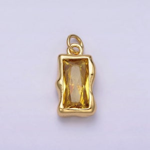 14K Gold Filled 20mm Birthstone CZ Baguette Charm Personalized Birth Month Add on Charm AC1506 AC1516 Yellow