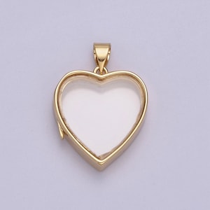 Dainty Double Sided Heart Shaped Glass Case Pendant Locket Customizable DIY Charm Component Necklace, Bracelet | N-581