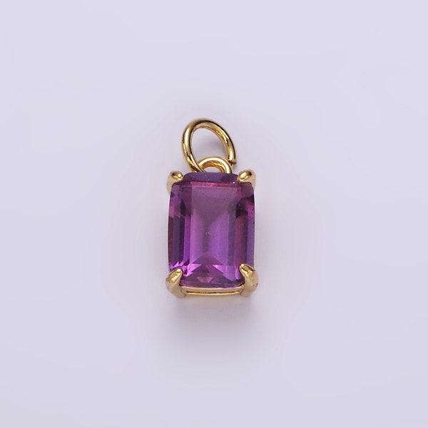 14K Gold Filled Purple Amethyst Baguette Bezel Charm | AG444