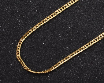 24K Gold Filled 2.8mm Width Flat Designed Cuban Curb Link Statement Unfinished Chain by Yard | Roll-1069