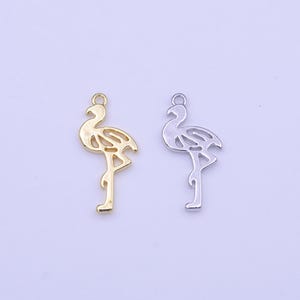 Gold flamingo charms, bracelet charm, anklet charm, earring charm silver bird charms wholesale supply c505