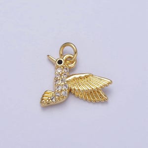Gold tiny hummingbird charm cubic humming bird charm for add on necklace bracelet earring pendant n-520
