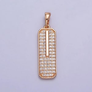 18k Gold gefüllter klarer mikro gepflasterter cz 30,7 x 8 mm rechteckiger Anhänger | AA028