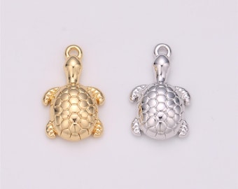 Dije de tortuga marina pequeña, dorado y plateado, mini tesoros, artículos de joyería de sirena para cruceros por la playa C531