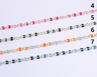 Dainty Enamel chain Rainbow Seasonal chain permanent jewelry Wholesale Soft Pastel Enamel chain, red white blue enamel Gold chain ROLL1422