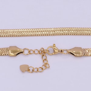 5.0mm gold herringbone necklace, 24k gold filled 15.7&quot; or 17.7&quot; + 2.0&quot; extender delicate snake gold necklace | wa-932, wa-936