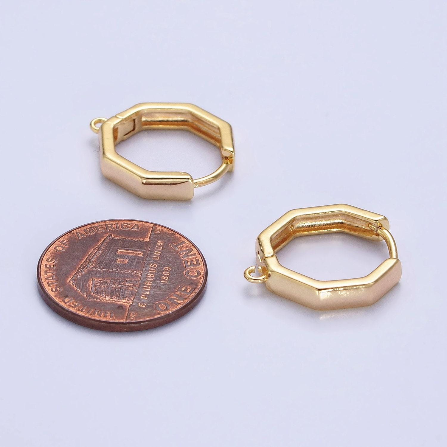 Hexagonal Open Loop Earrings in Gold & Silver Supply | Z-322