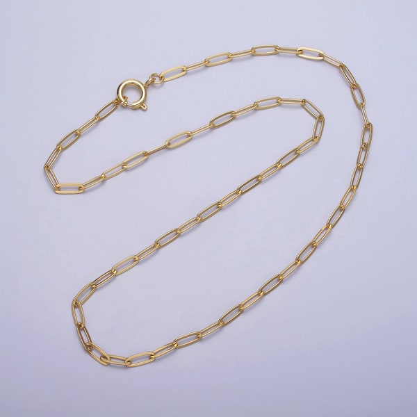 Dainty Paper Clip Chain Necklace Gold Elongated Necklace Cable Link Chain 18 inch Ready to Wear WA-1546