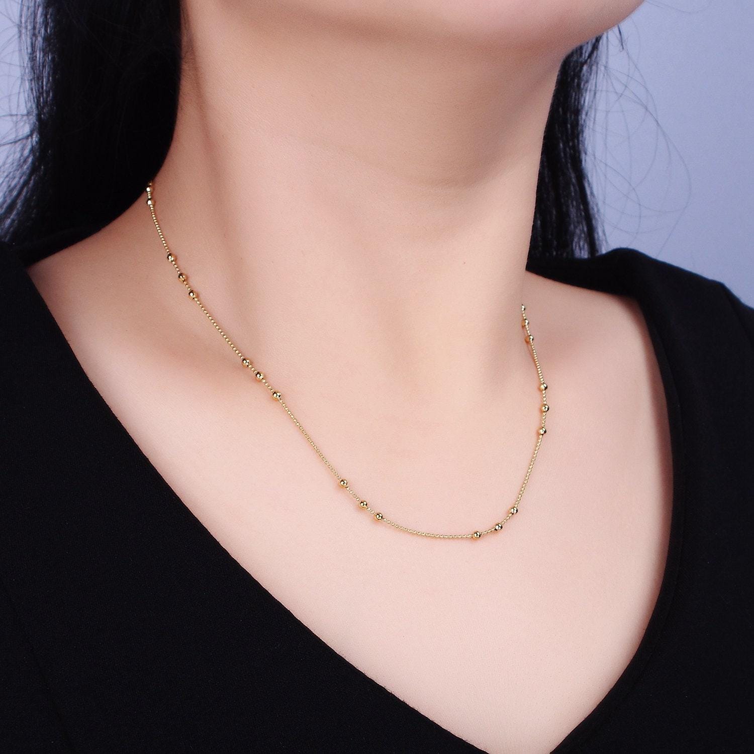 24k Gold Filled Beaded Satellite Chain Gold Filled Silver