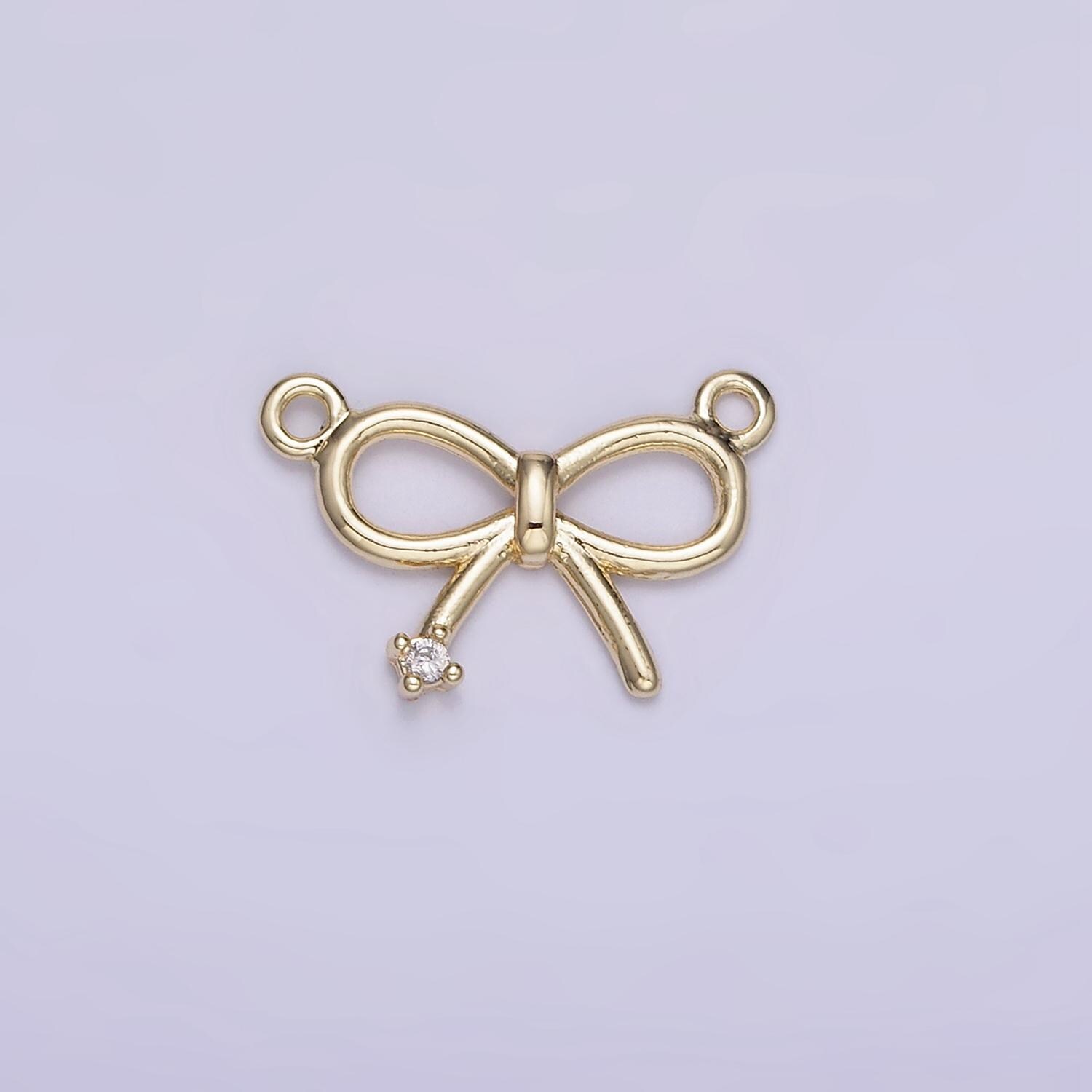 Mini 14K Gold Filled CZ Connector Bow / Ribbon | G-392
