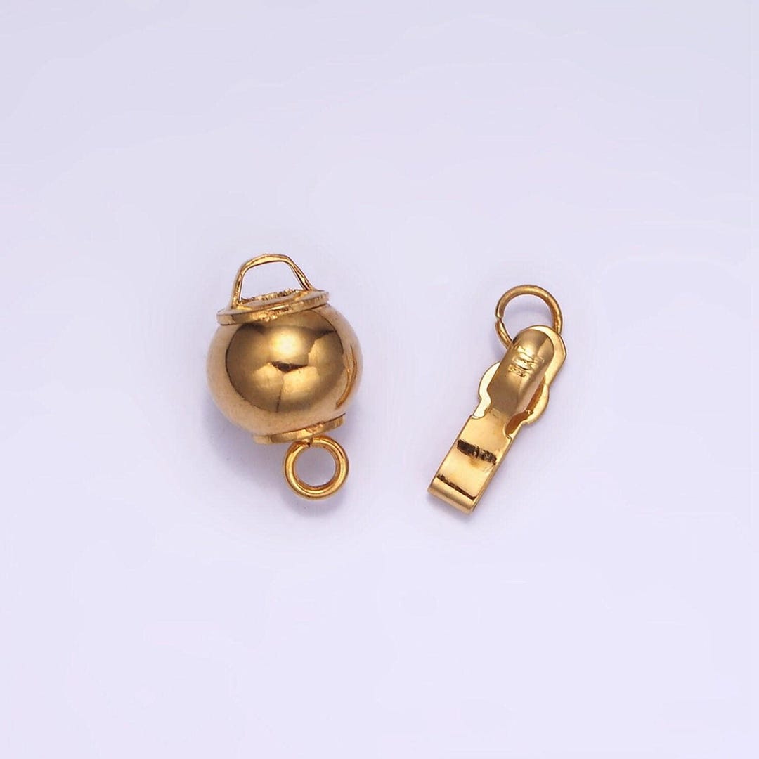 Gold Stainless Steel Ball Clasp With Ring for Necklace Bracelet