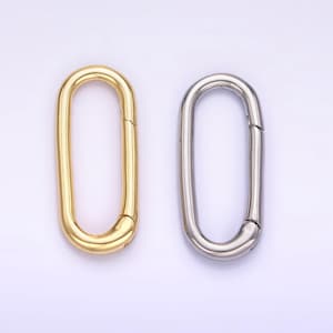 Wholesale long oval gold enhancer charm holder gold push gate clasp multi charm holder for jewelry making supply z802