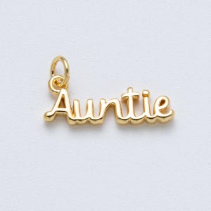 14K guldfylld 20,5 mm "Auntie" minimalistisk skriftberlock namnhänge DIY smyckestillbehör för anpassat halsband | Charms-00032
