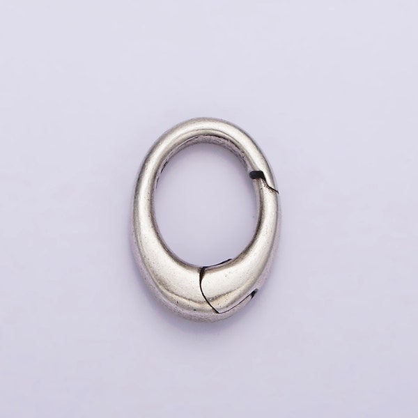 Dainty Sterling Silver Hinged Oval Push Gate Ring Clasp Charm Pendants Interchangeable Connectors SL-312