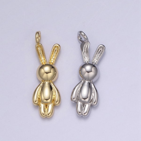 Gold Filled small balloon rabbit Charm Tiny bunny pendant for Kids Jewelry Necklace Bracelet Earring Supply N-664