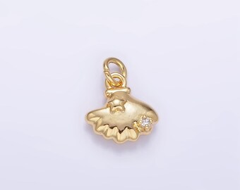 Dije de concha marina en miniatura bañado en oro de 24 quilates / ag-841