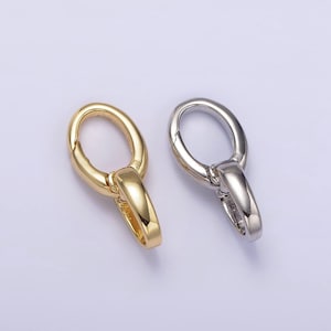 14k gold filled charm holder clasp double oval push spring gate jewelry making supply in gold & silver | z468 z469