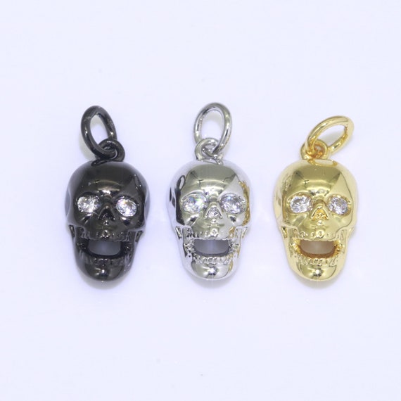 Gold Skull Anhänger, Totenkopf Anhänger, 3D Totenkopf Anhänger