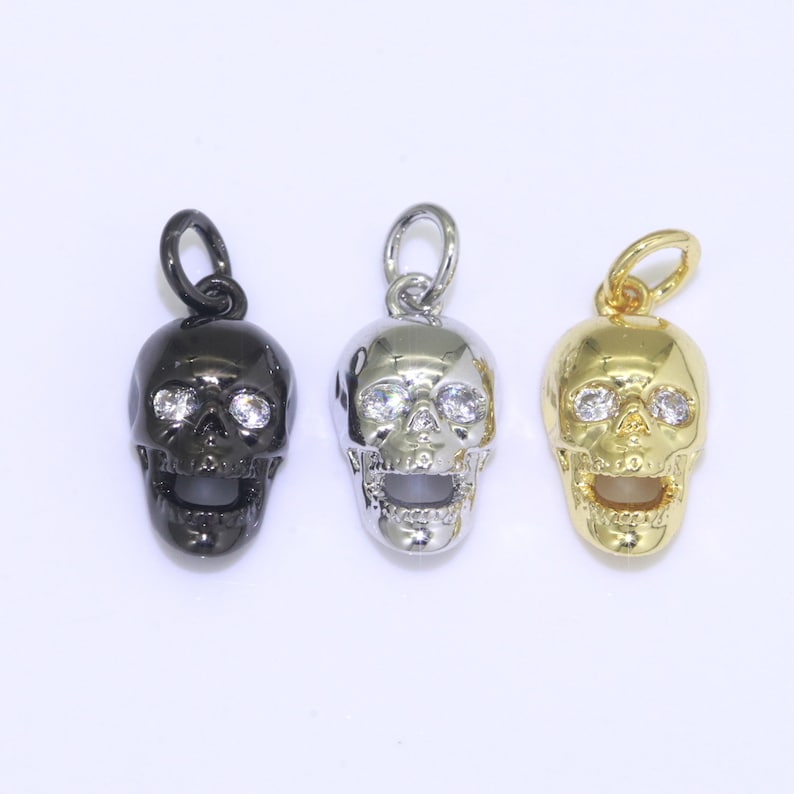 Gold Skull Charm Skull Pendant 3D Skull Pendant Gold Charm Etsy