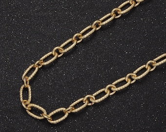 14K Gold Filled Unfinished Textured Cable Chain, Cable Link Roll by Yard | ROLL-707