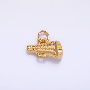 Dije de megáfono en miniatura bañado en oro de 24 k, dije de animadora inspirado en el deporte, dijes de baile de porristas, pulsera deportiva universitaria w232