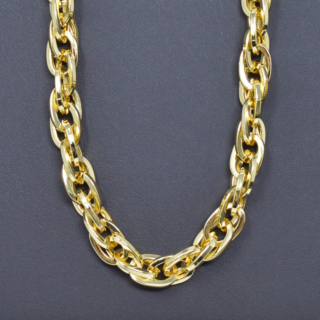 Bold Rope Open Chain 24K Gold by Yard, Double Oval Link Chain, Yellow ...