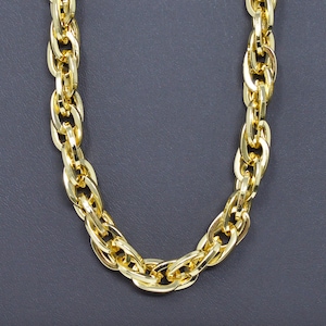 Bold Rope Open Chain 24K Gold  by Yard,  Double Oval Link Chain, Yellow Gold Thick Rope for DIY Craft, Roll- 453