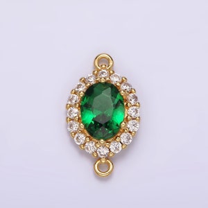 Green Oval Charm Connector Micro Pave Cubic CZ Link Connector for Necklace Bracelet jewelry supplies G820
